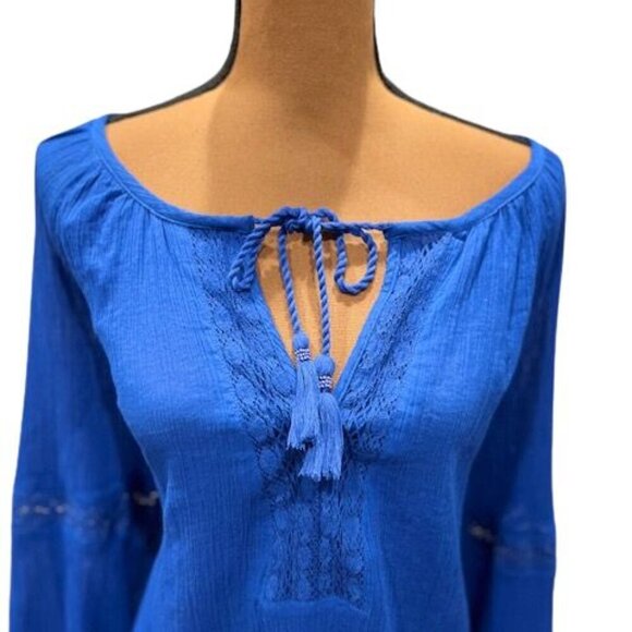 Lane Bryant V-Neck Embroidered and Tasseled Crepe Tunic Blouse – NWT SZ 14/16 - Picture 2 of 9